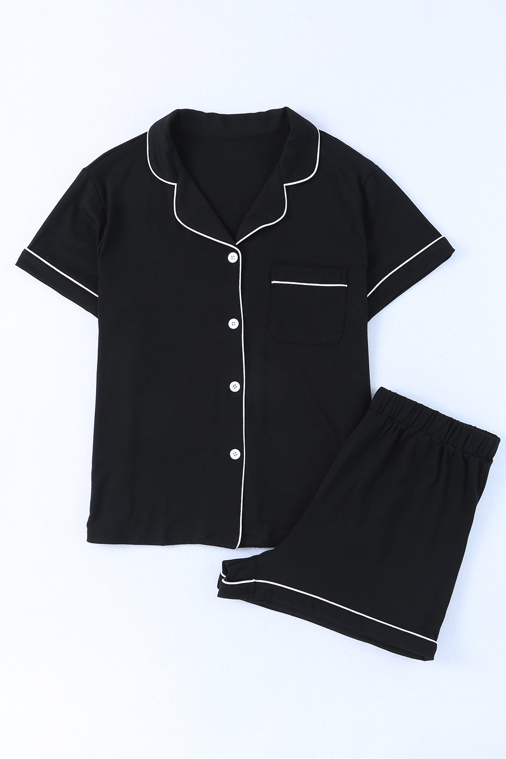 Buttoned Top and Shorts Pajama Set