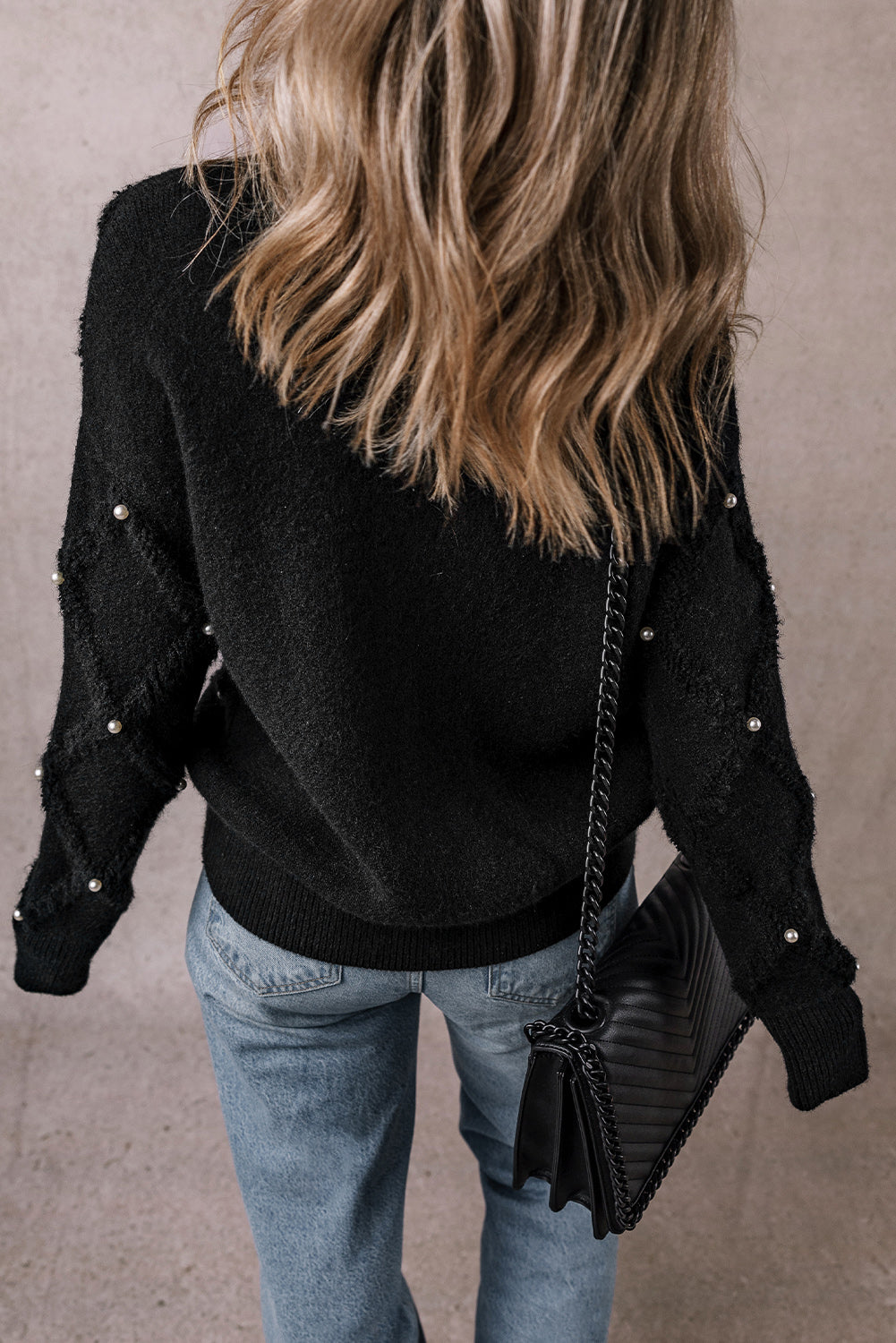 Pearl Embellished Long Sleeve Sweater