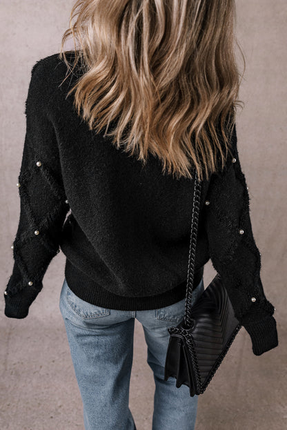 Pearl Embellished Long Sleeve Sweater