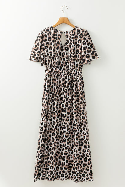 Leopard Open Back Maxi Dress