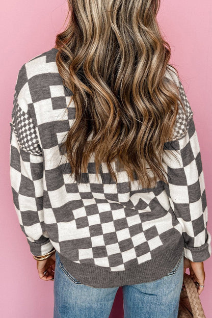 Checker Round Neck Sweater