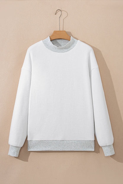 Solid Reversible Mock Neck Oversized Sweatshirt
