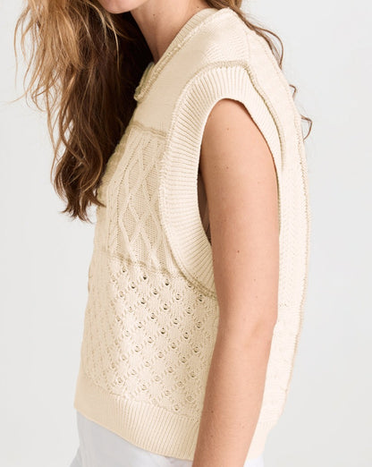 Cable Cap Sleeve Sweater Top