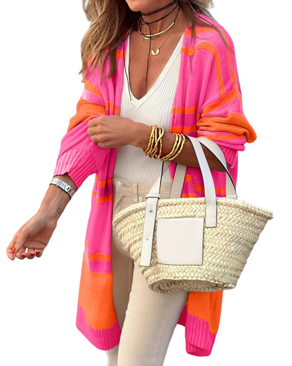 Stripe Open Front Duster Cardigan