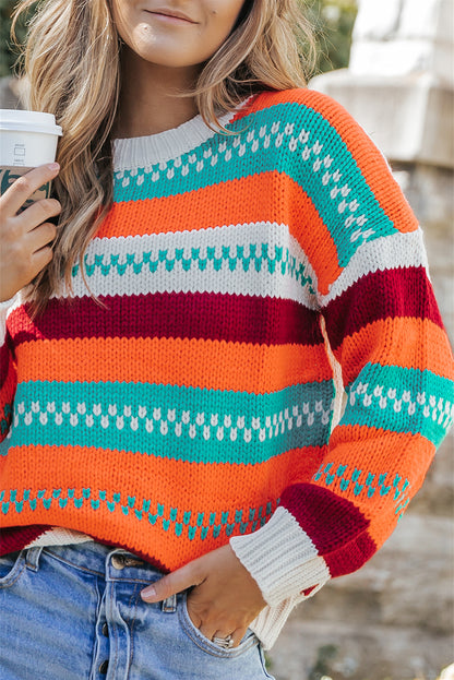 Colorblock Stripe Oversized Sweater