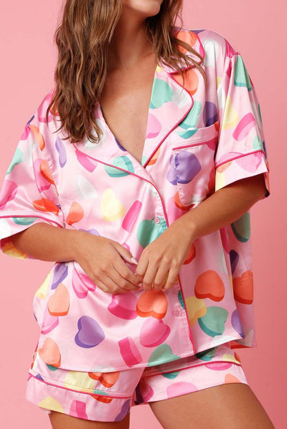 Heart Shirt and Shorts Pajama Set