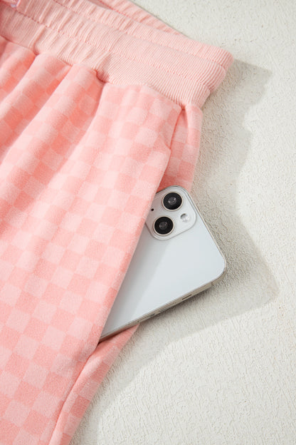 Checker Long Sleeve Pullover and Shorts Set