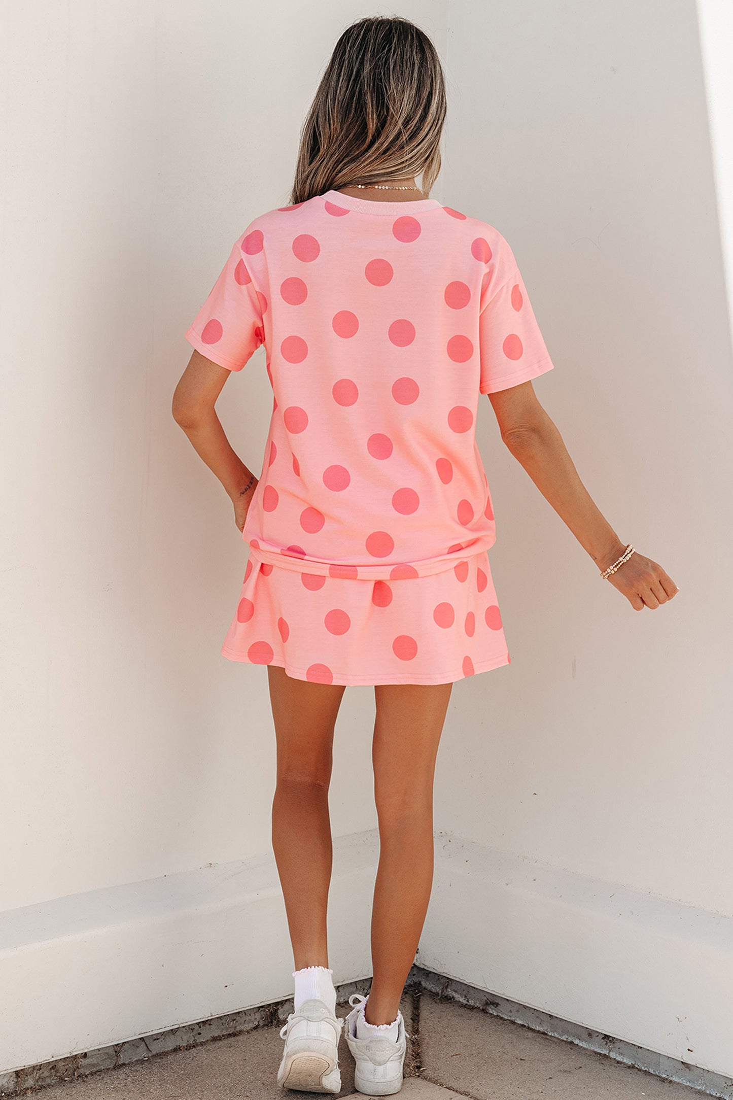 Polka Dot Short Sleeve Top & Mini Skort Set