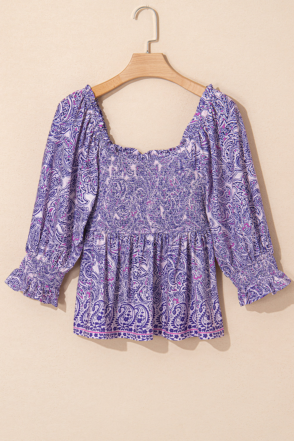 Boho Paisley 3/4 Sleeve Blouse