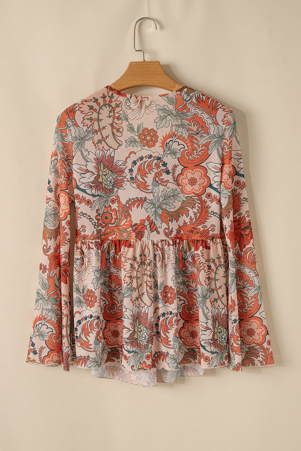 Floral Bell Sleeve V-Neck Blouse