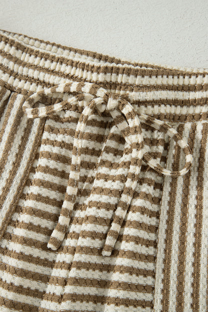 Stripe Textured Knit Top & Shorts Set