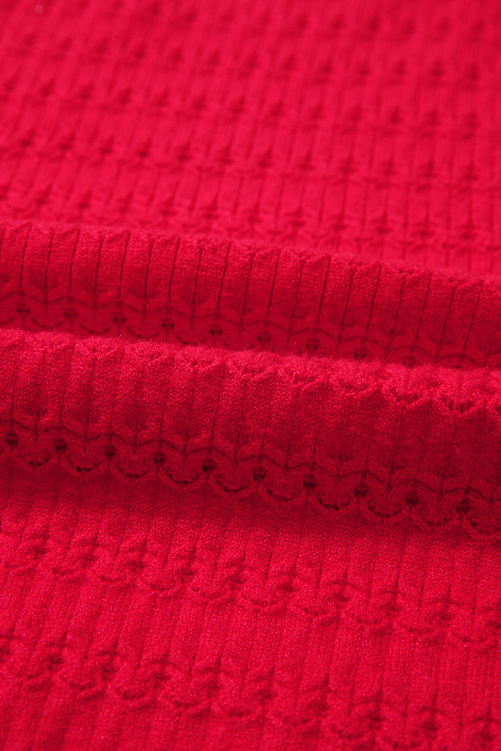 Solid Knit Ribbed Cuff Crewneck Sweater