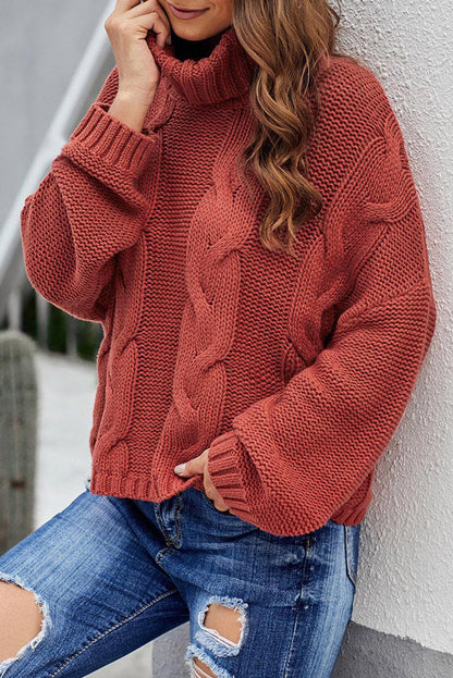 Cable Knit Turtleneck Sweater