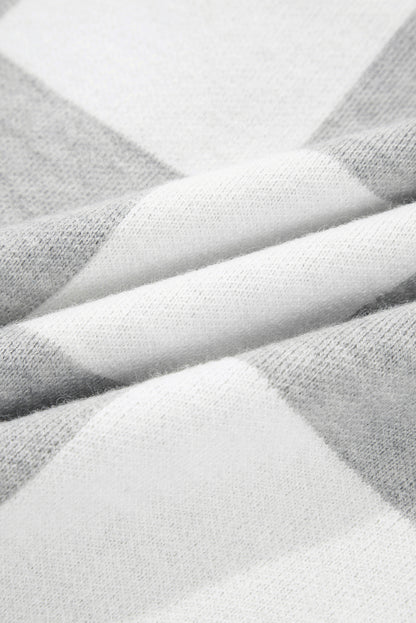 Plus Size Checker Buttoned Polo Collar Sweater