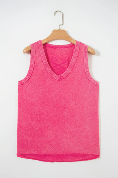 Mineral Wash V-Neck Tank Top
