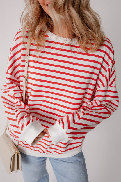 Stripe Drop Shoulder Crewneck Sweatshirt