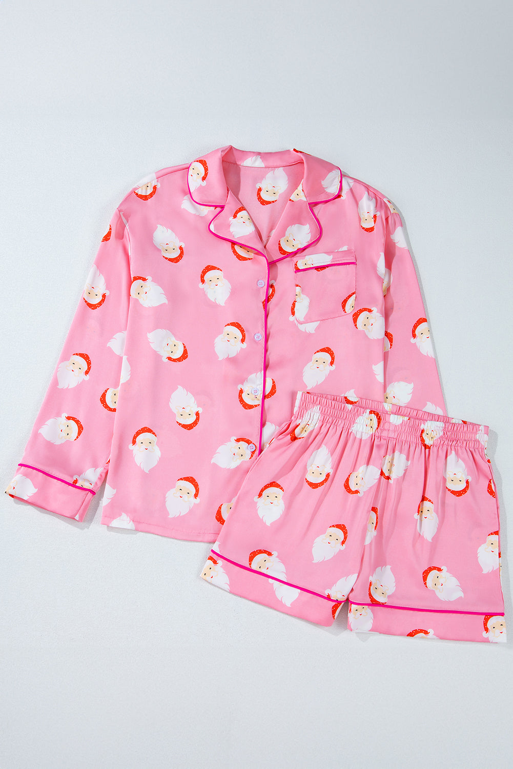 Santa Satin Shirt and Shorts Set