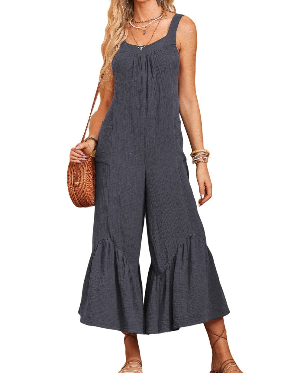 Ruffle Wide Leg Jumpsuit