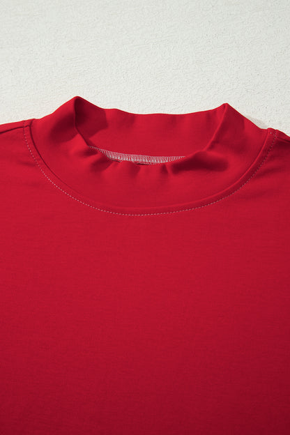 Reversible Contrast Stitching Mock Neck T-Shirt