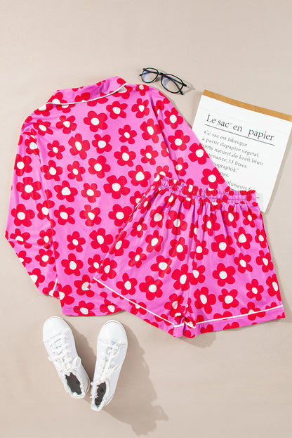 Floral Shirt and Shorts Pajama Set