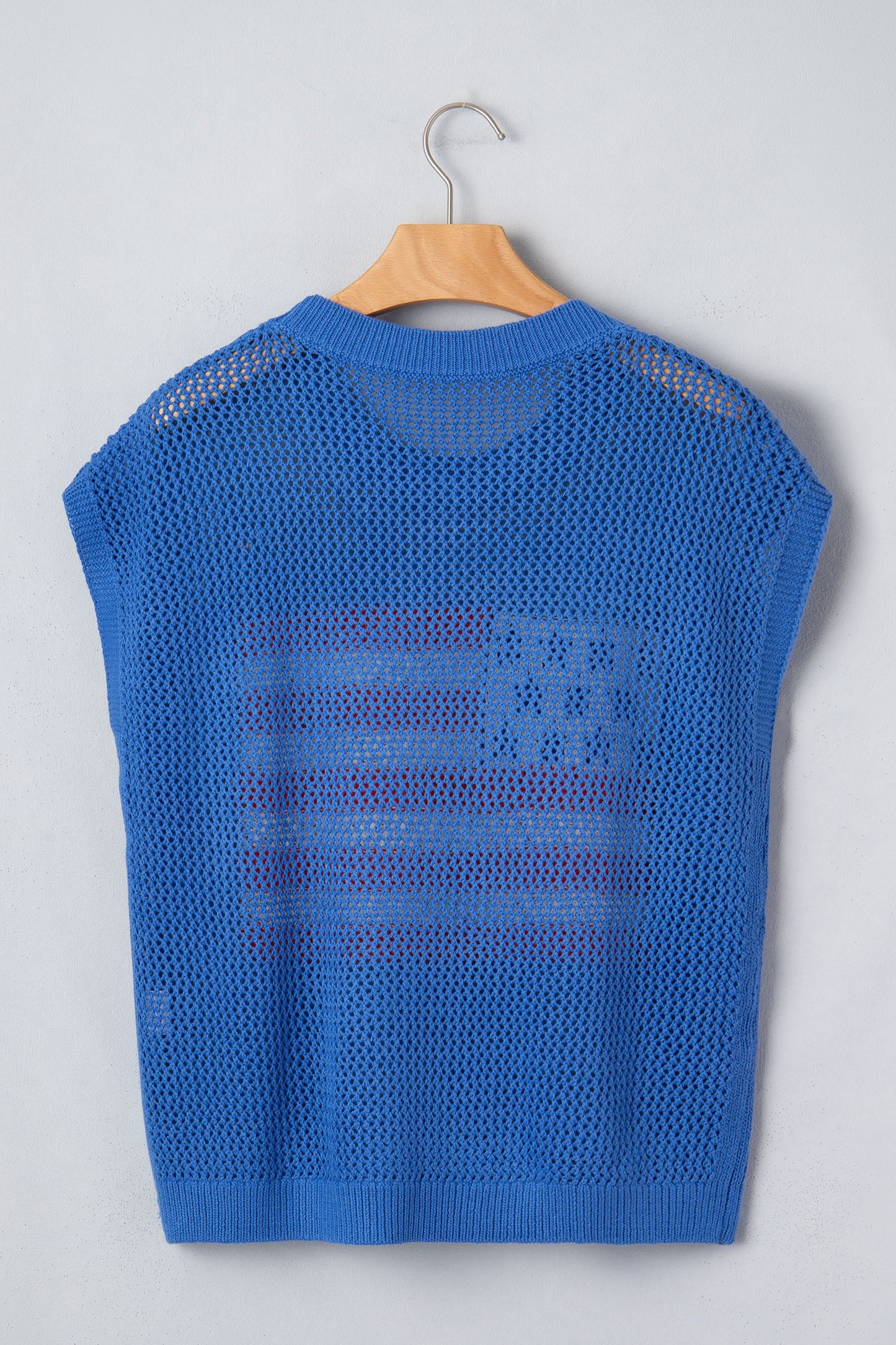 USA Flag Crochet Short Sleeve Sweater Top