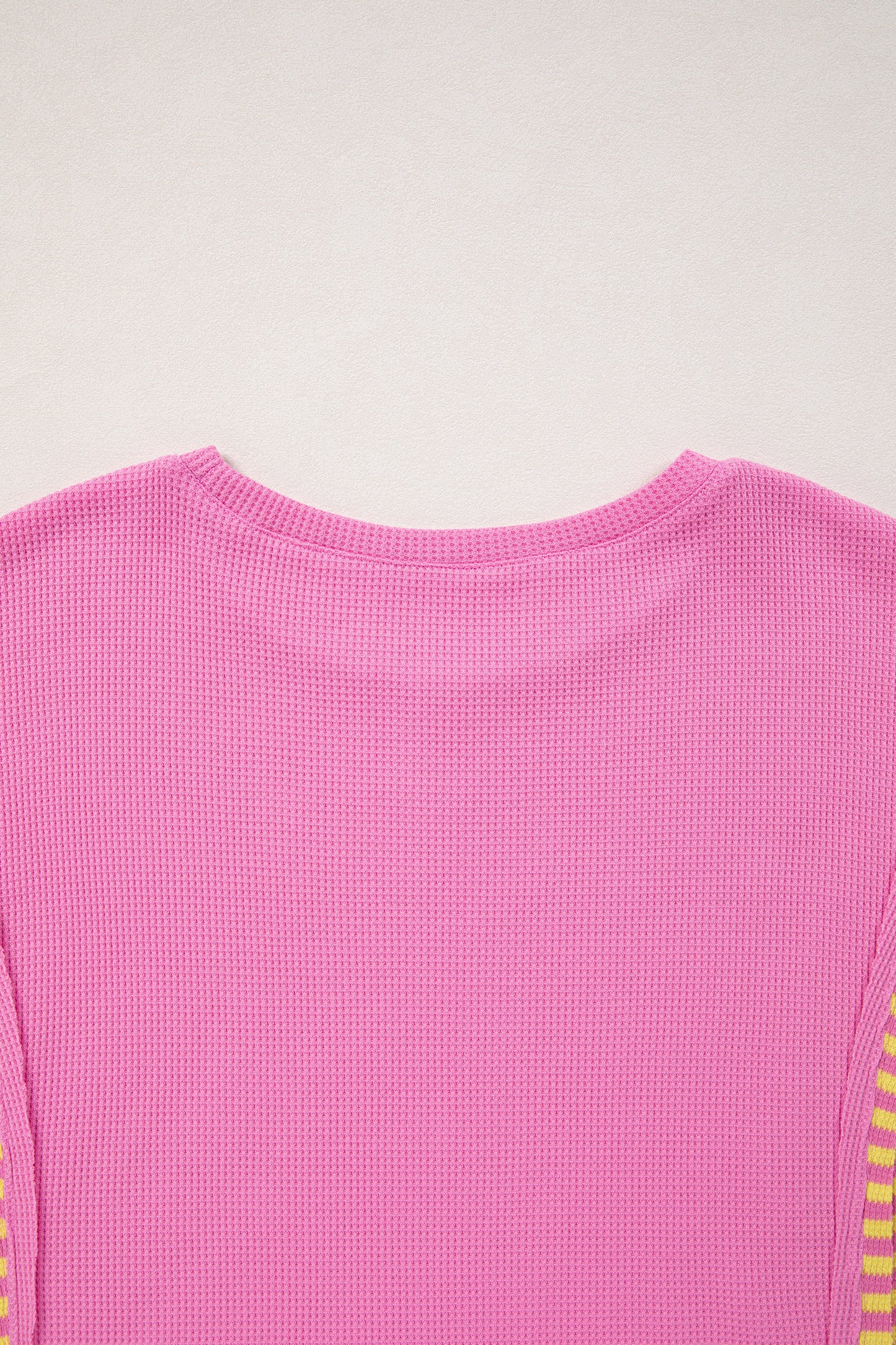 Stripe Patchwork Waffle Knit Loose T-Shirt