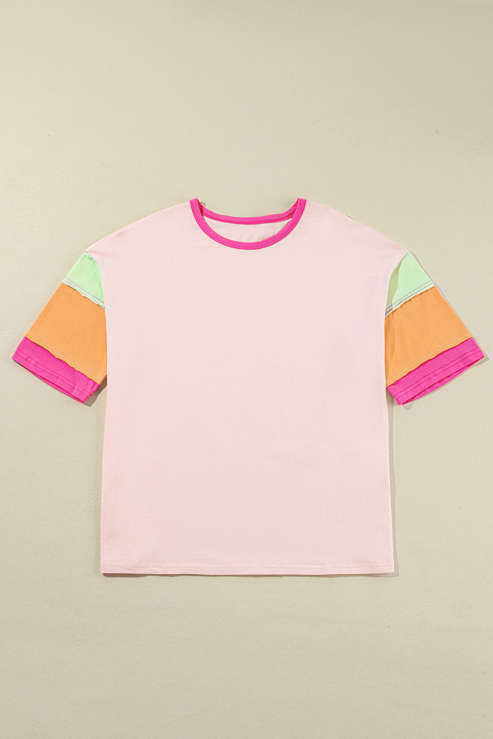 Colorblock 3/4 Sleeve Oversize Top