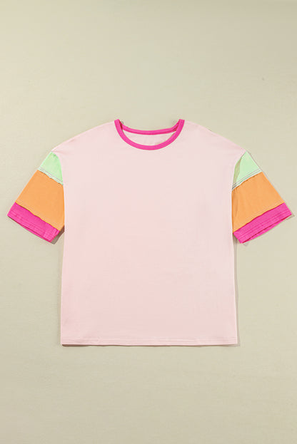 Colorblock 3/4 Sleeve Oversize Top