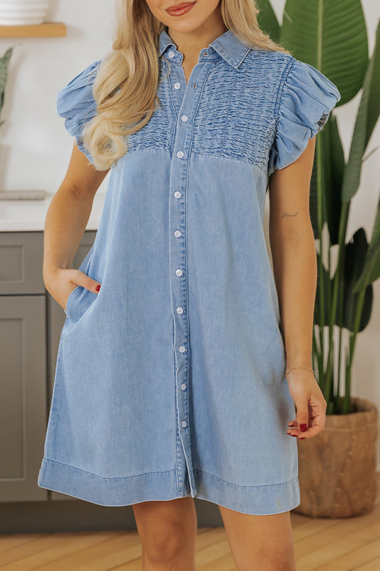 Denim Buttoned Mini Dress