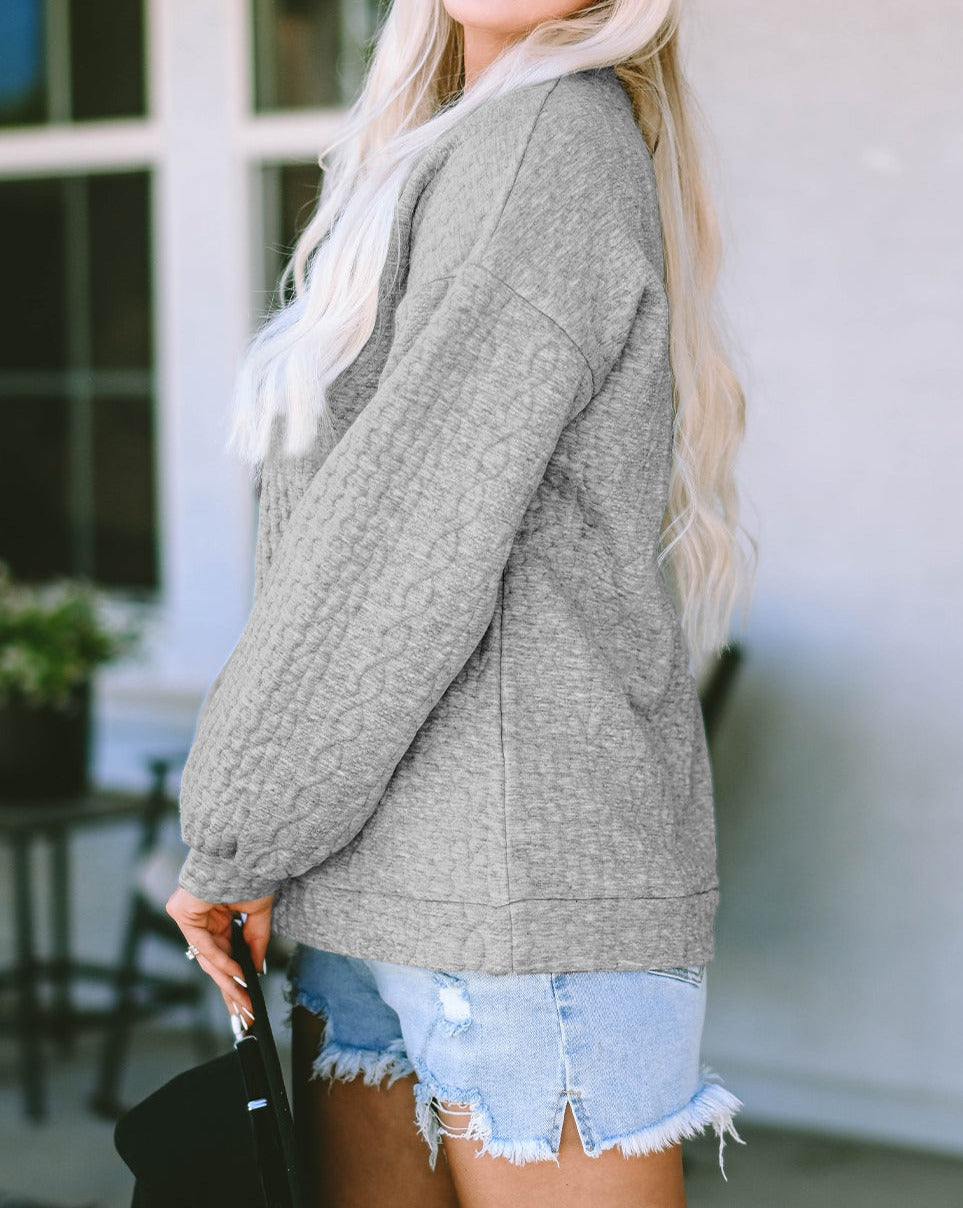 Cable Drop Shoulder Pullover Sweatshirt