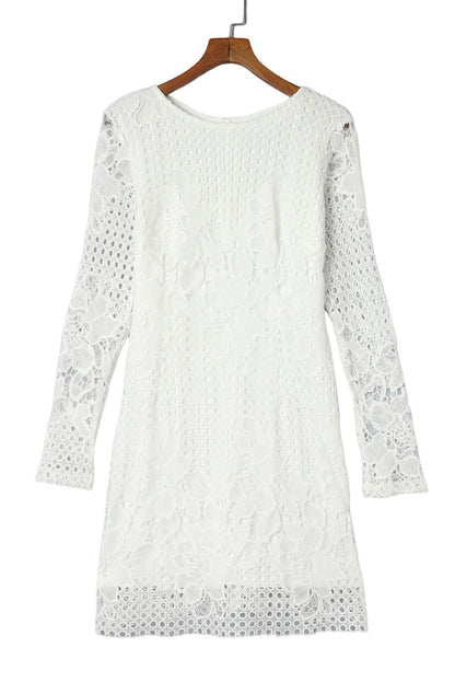 Lace Hollowed Long Sleeve Dress