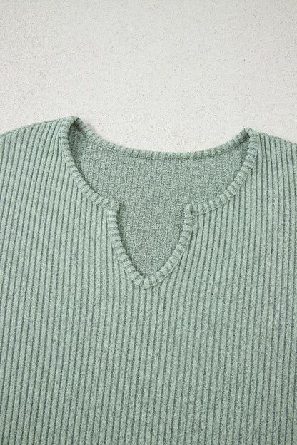 Ribbed Knit Long Sleeve Top and Leggings Set