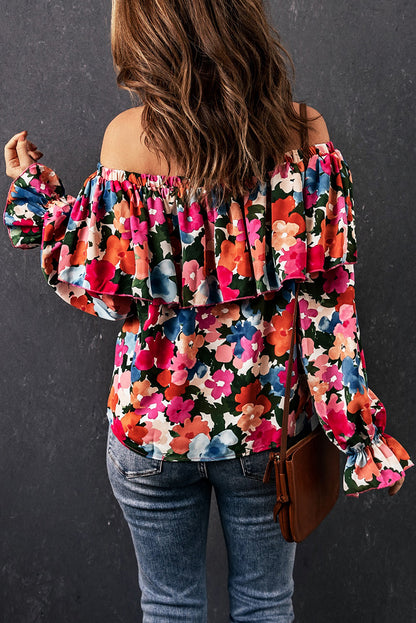 Floral Ruffle Off Shoulder Blouse