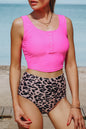 Colorblock High Waist Tankini Set