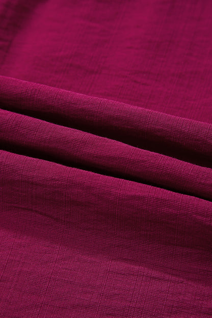 Leopard Trim Flounced  3/4 Sleeve V-Neck Blouse