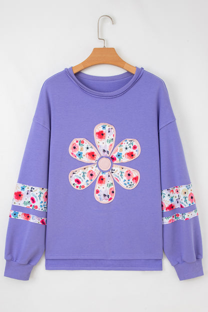 Floral Patchwork Long Sleeve Sweatshirt