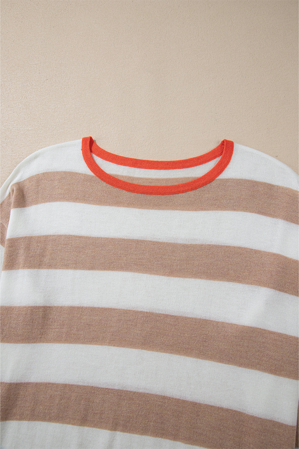 Stripe Colorblock Crewneck Drop Shoulder Sweater