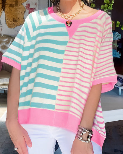 Stripe Colorblock Oversized T-Shirt