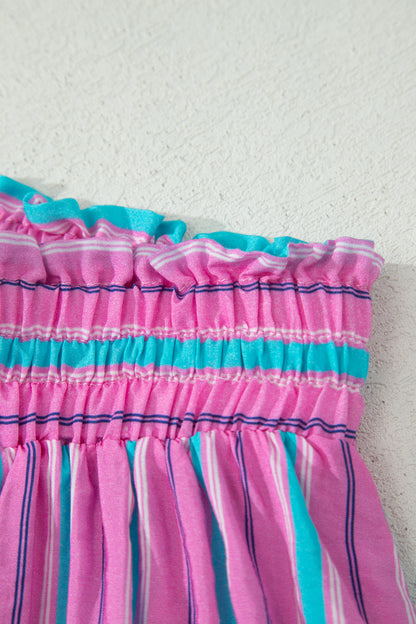 Stripe Dolman Short Sleeve Blouse & Short Set