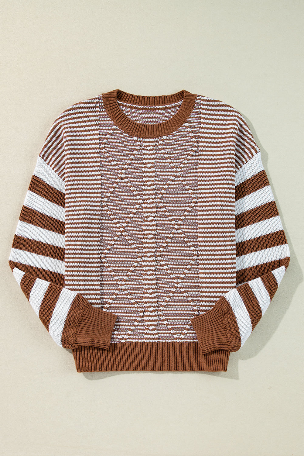 Stripe Cable Knit Textured Sweater