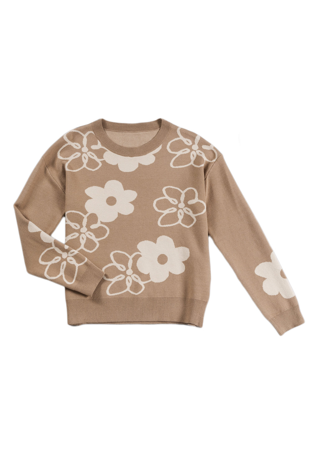 Floral Drop Shoulder Crewneck Sweater