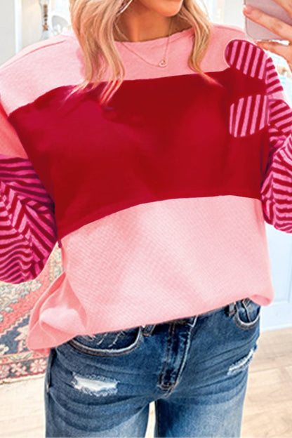 Floral Colorblock Waffle Knit Top