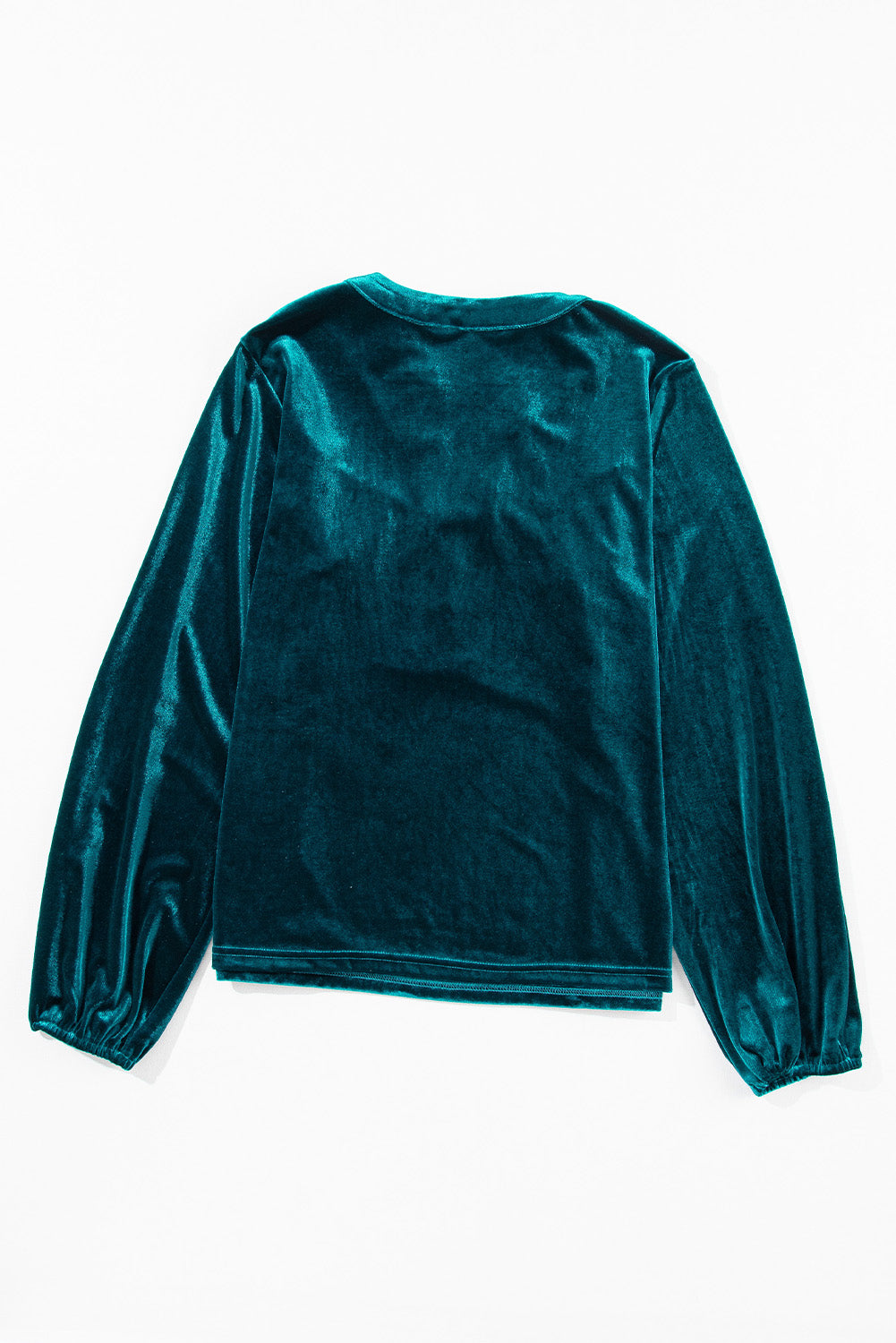 Velvet Lantern Sleeve V-Neck Top