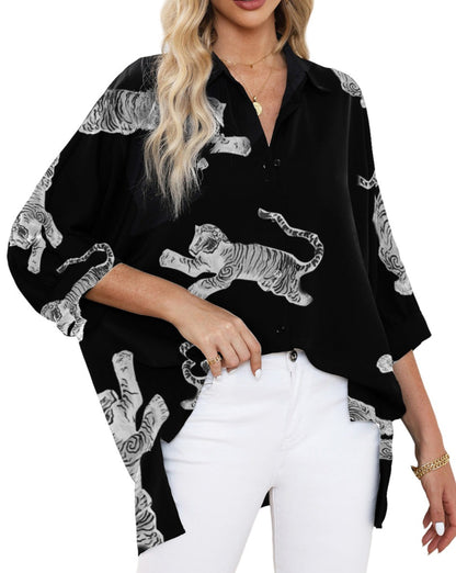 Tiger 3/4 Sleeve Oversized Shirt