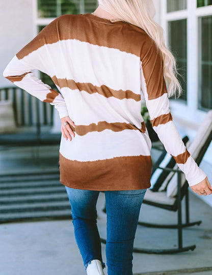 Tie-Dye Stripe Long Sleeve Top