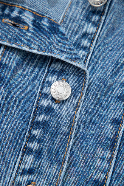 Western Denim Belted Button Down Sleeveless Dress