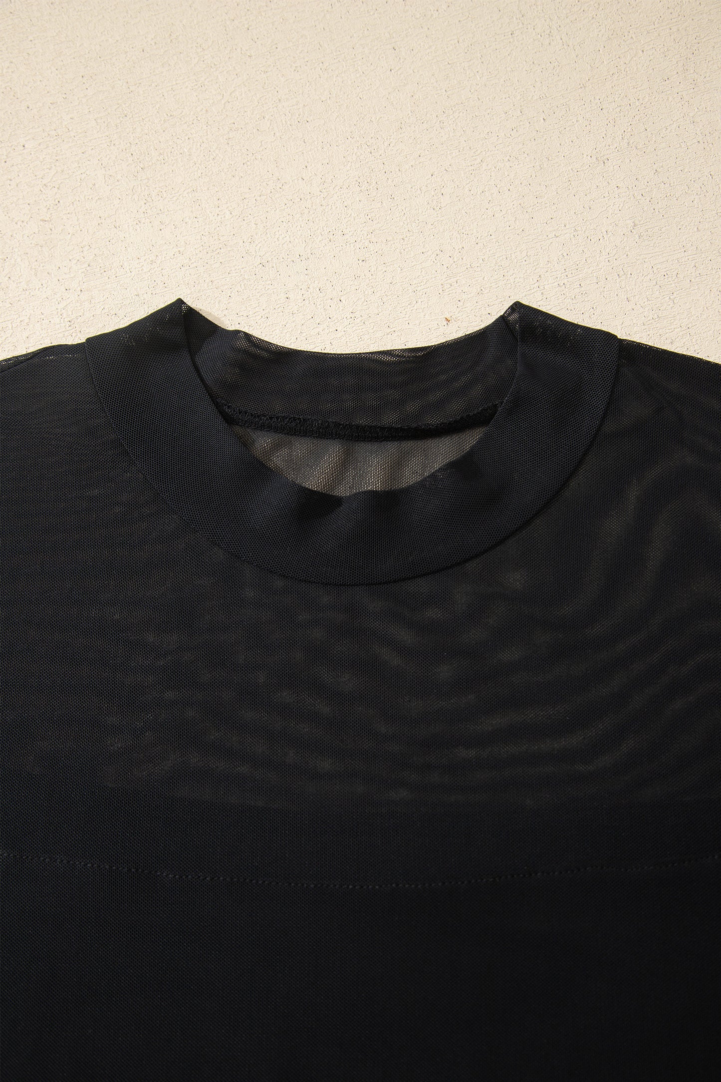Plus Size Sheer Mesh Panel Short Sleeve Top