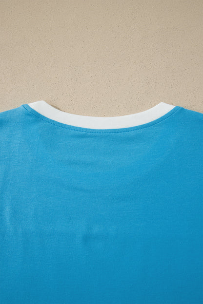 July 4th Flag Stripe Patchwork Colorblock T-Shirt