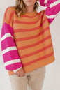 Stripe Colorblock Crewneck Sweater