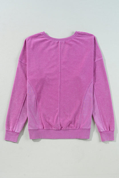 Solid Notched Neck Sweatshirt